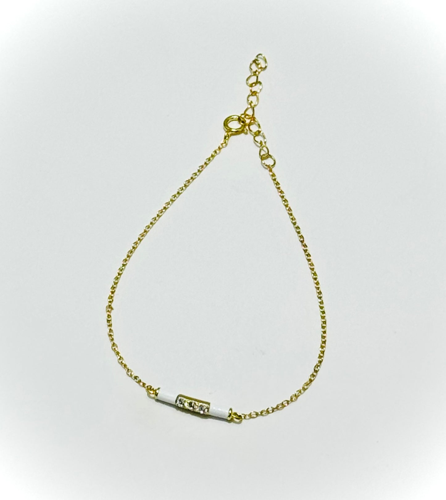White Enamel Gold Bar Bracelet