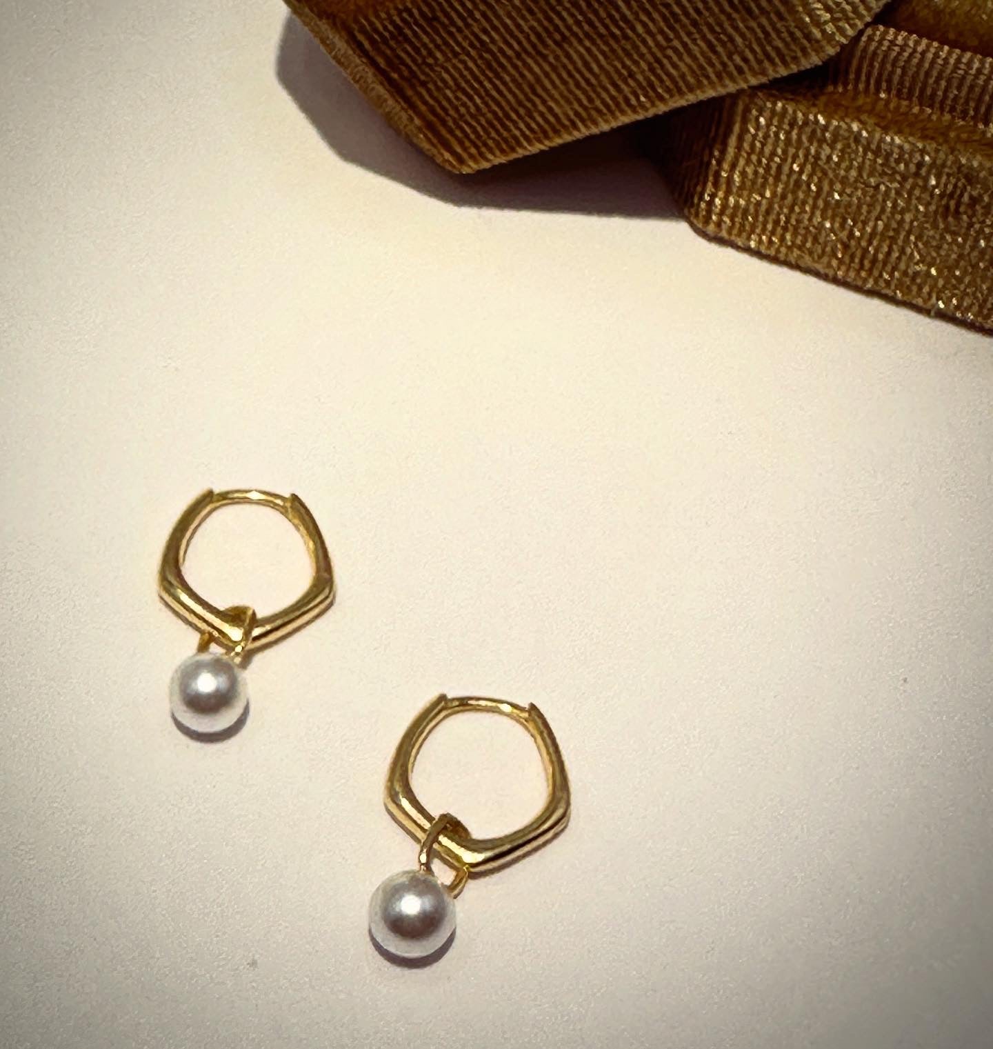Golden Pearl Drop Earrings