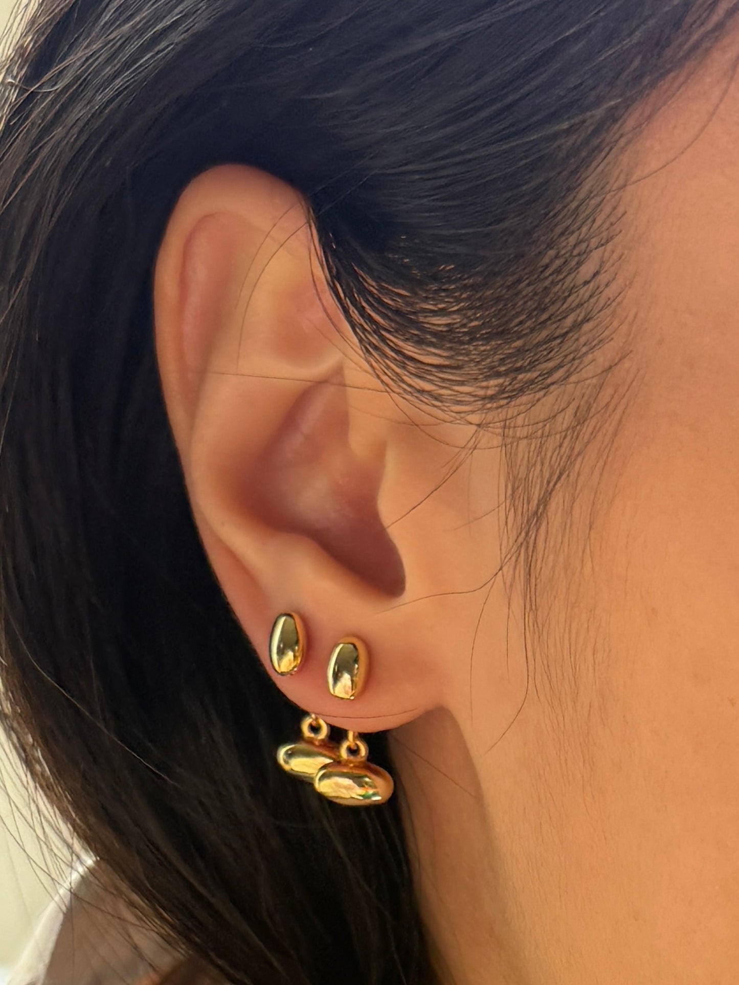 Golden bean drop earrings