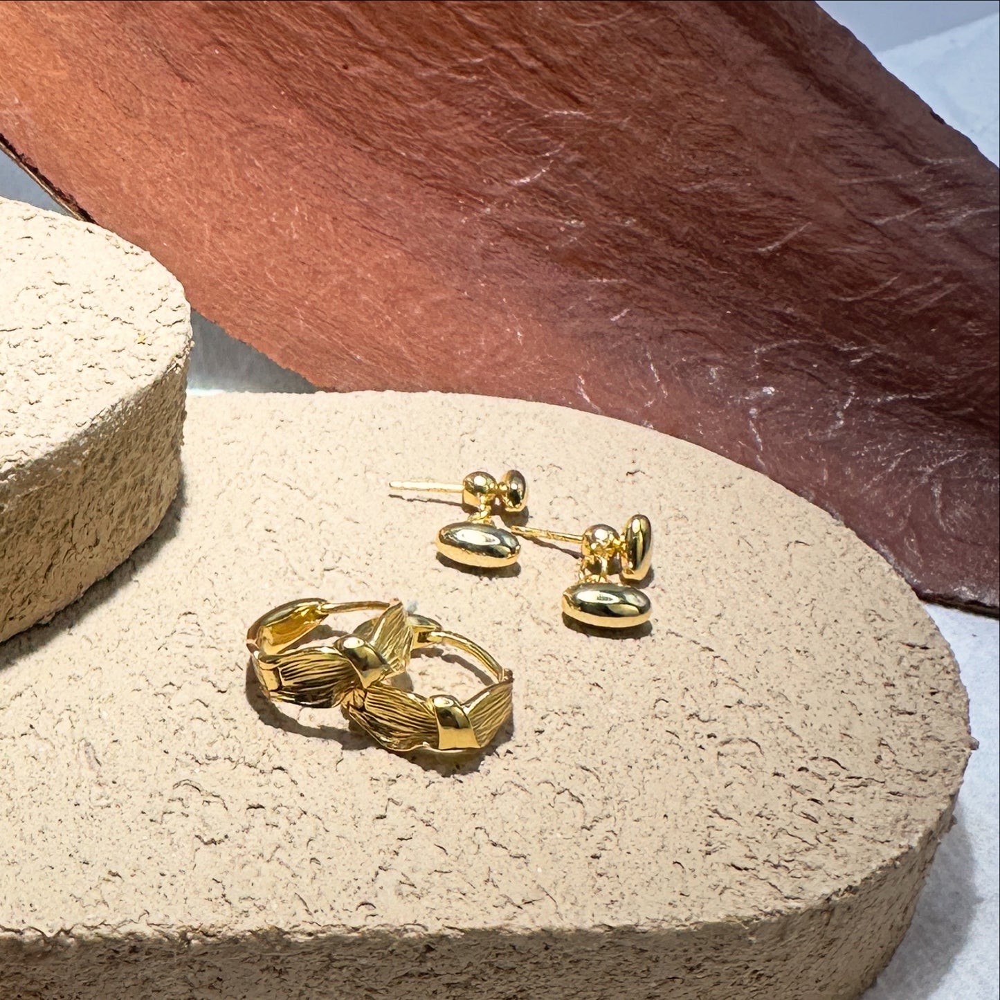 Golden bean drop earrings