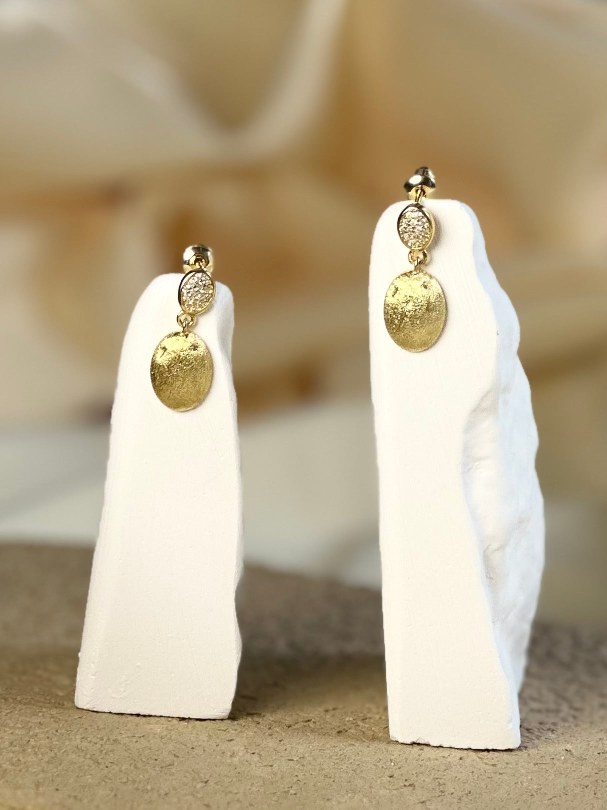 Aurora Brushed Gold Drop Earrings