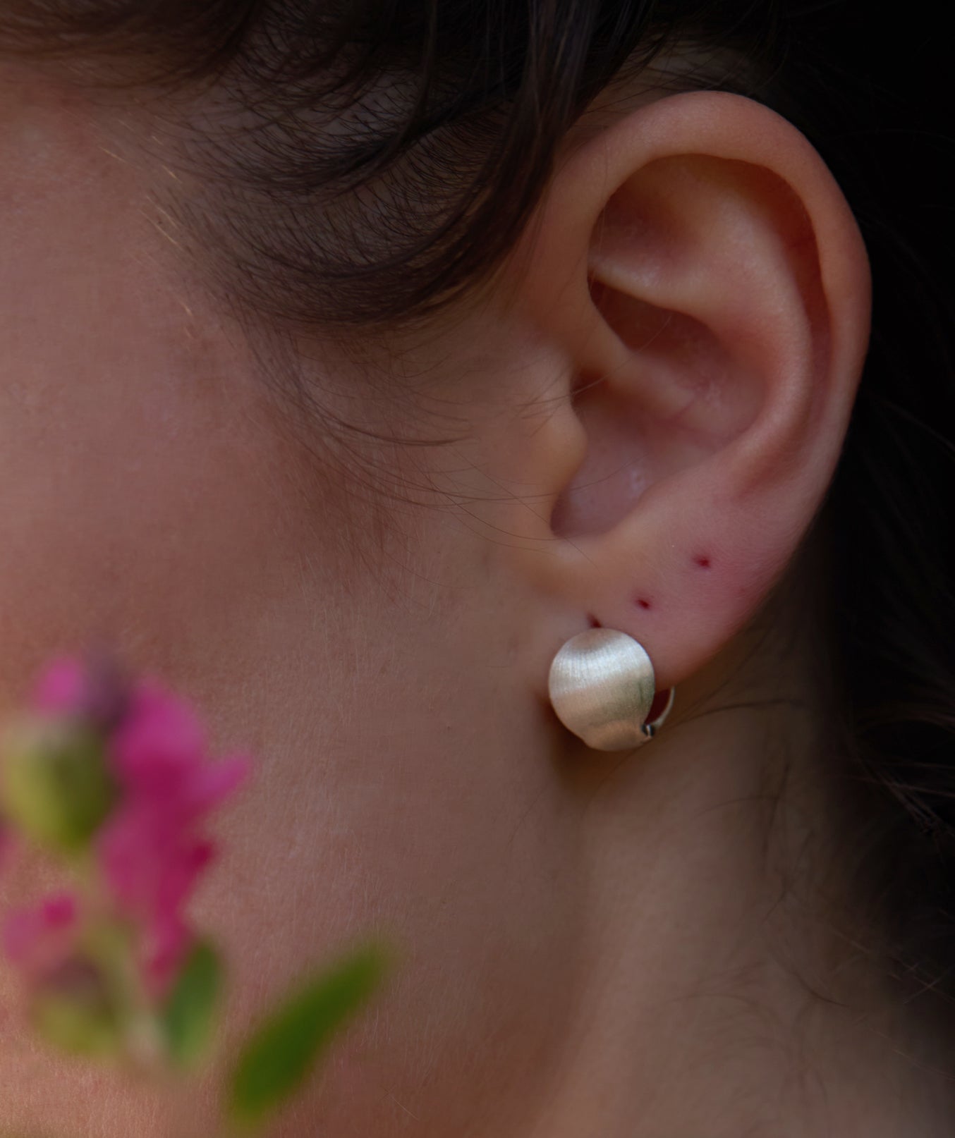 Silver Brushed Matte Ball Earrings