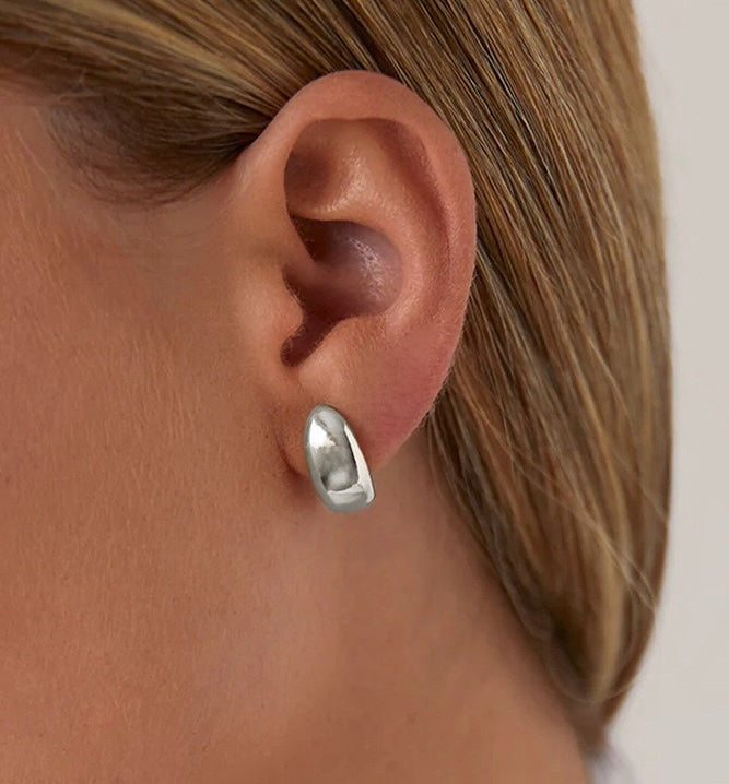 Silver Crescent Earrings