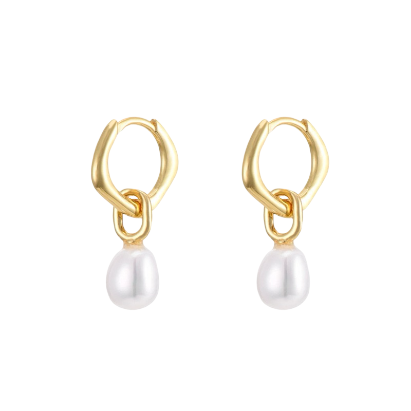 Golden Pearl Drop Earrings
