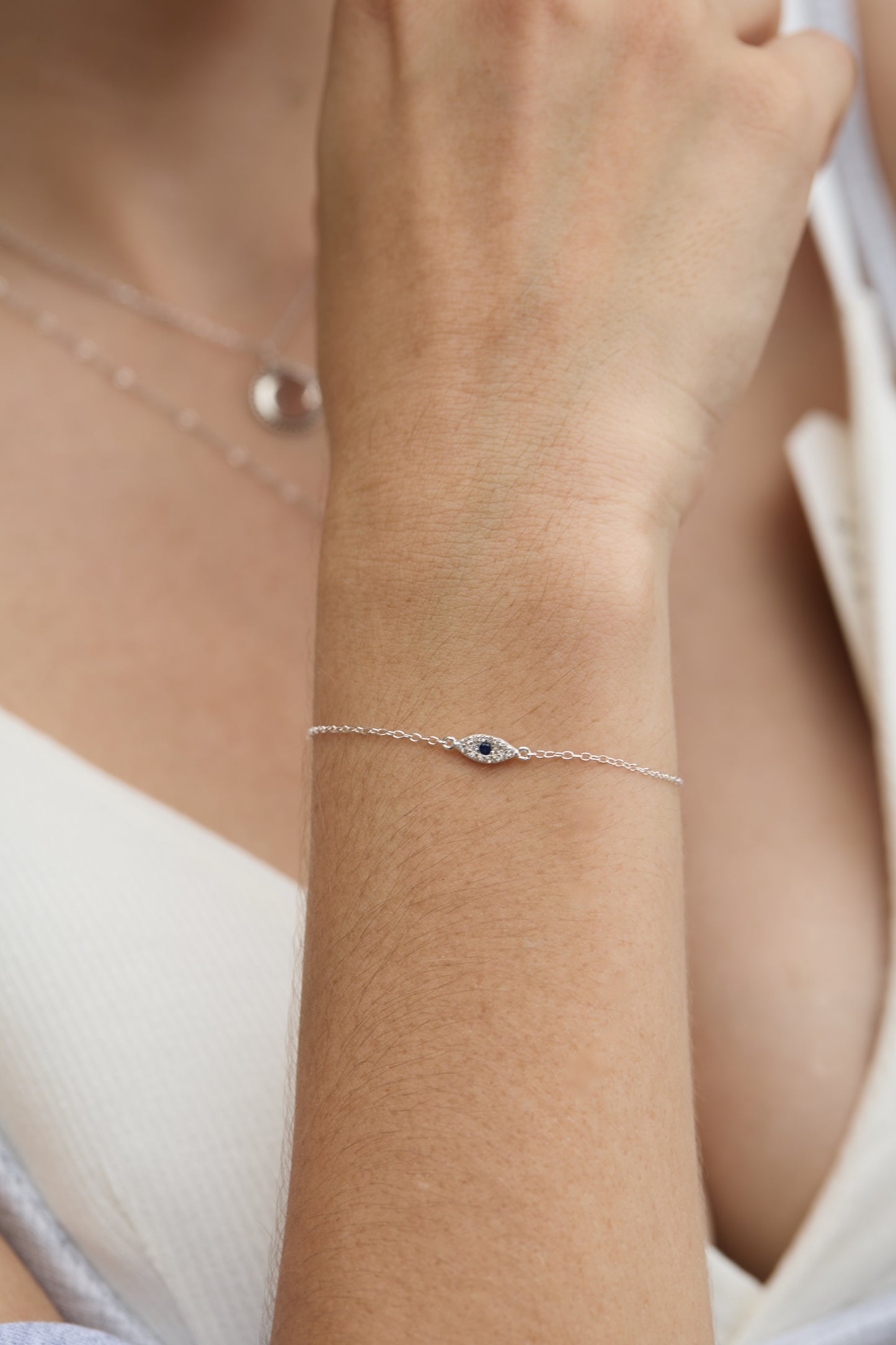 Sterling Silver Evil Eye Bracelet