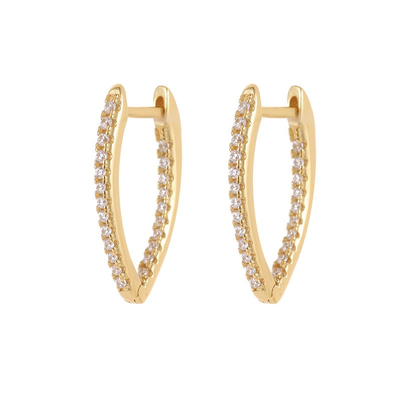 Golden Zircon Geometric Hoop Earrings
