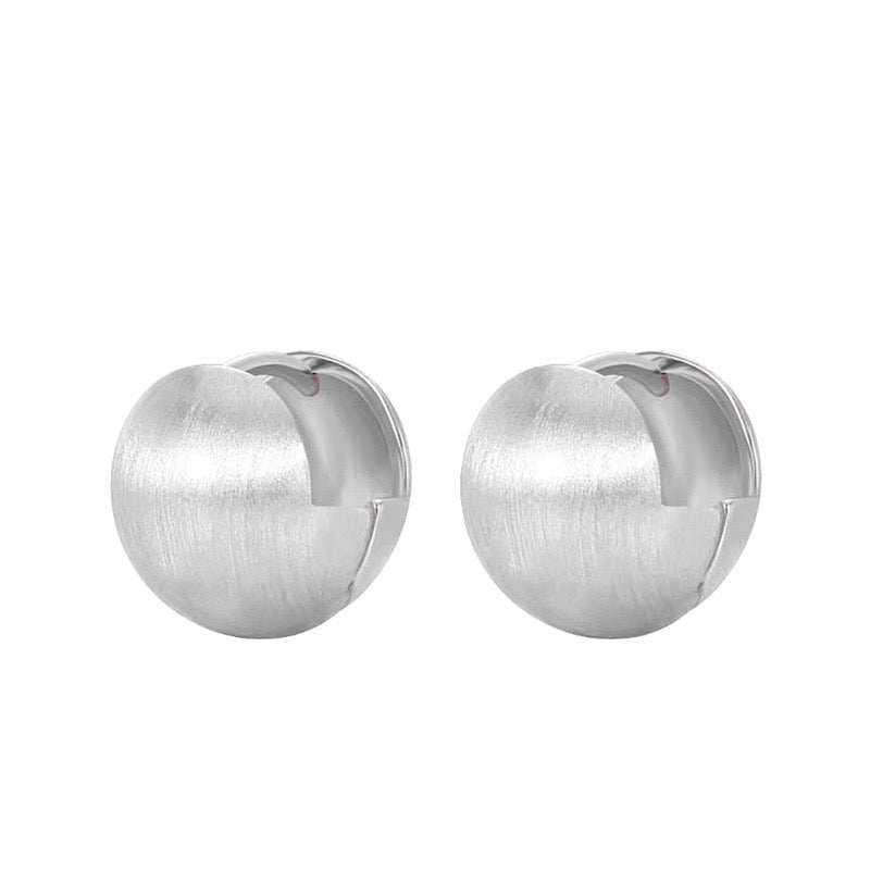 Silver Brushed Matte Ball Earrings