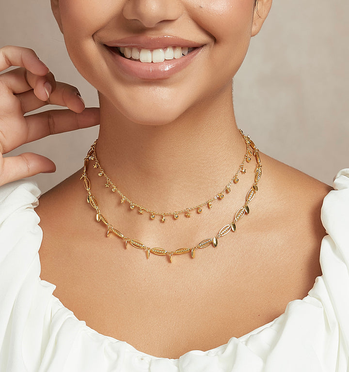 Celestial Loop necklace close-up showing star charms - GL.rareness