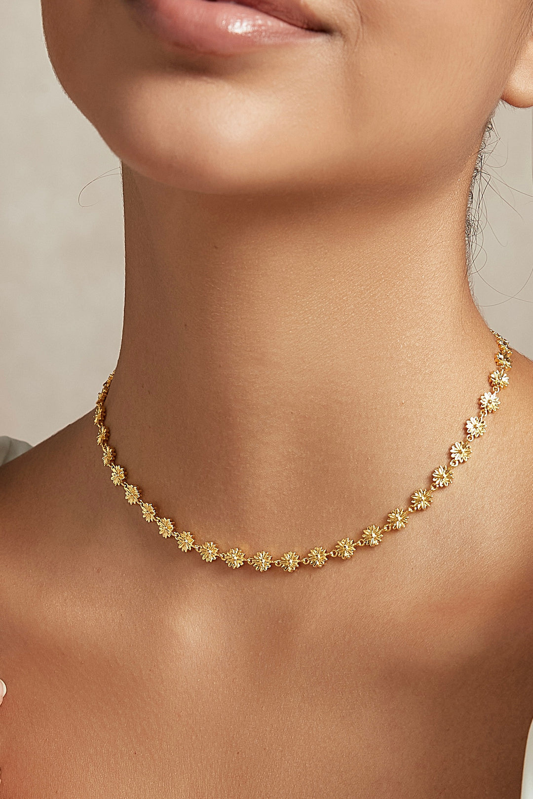 14K gold-plated daisy halo flower choker necklace - GL.rareness