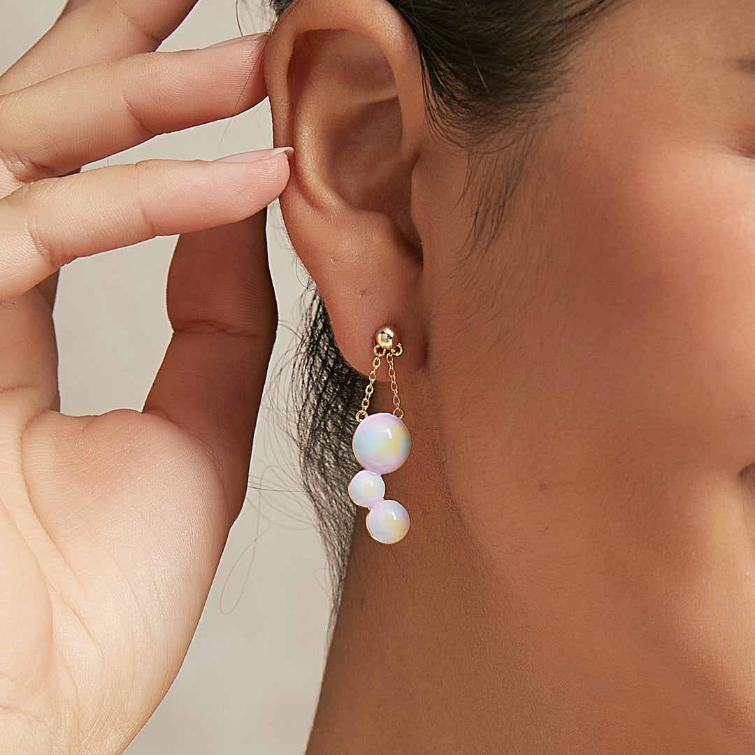18K gold-plated Nebula Drops pastel resin bubble earrings - GL.rareness