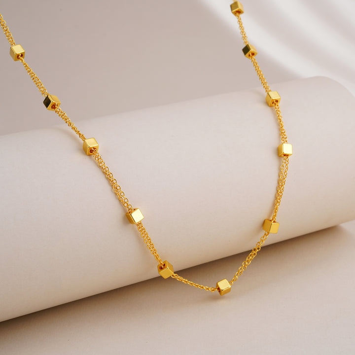 Square Dusted Gold Clavicle Necklace