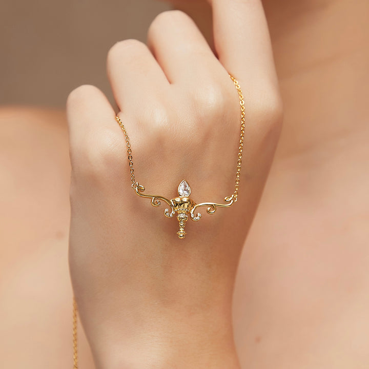 Opera Elegance necklace close-up showing pear-cut CZ pendant - GL.rareness