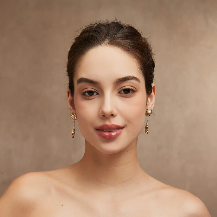 Ballet Dream pearl earrings side angle view - GL.rareness