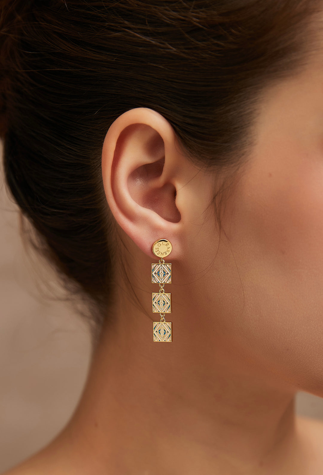 Moroccan tile earrings pink