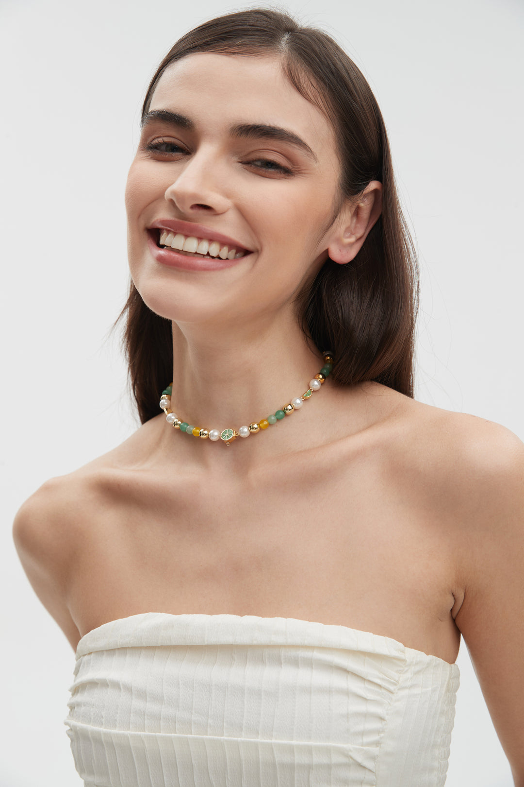 Lemon Glow Beads Necklace