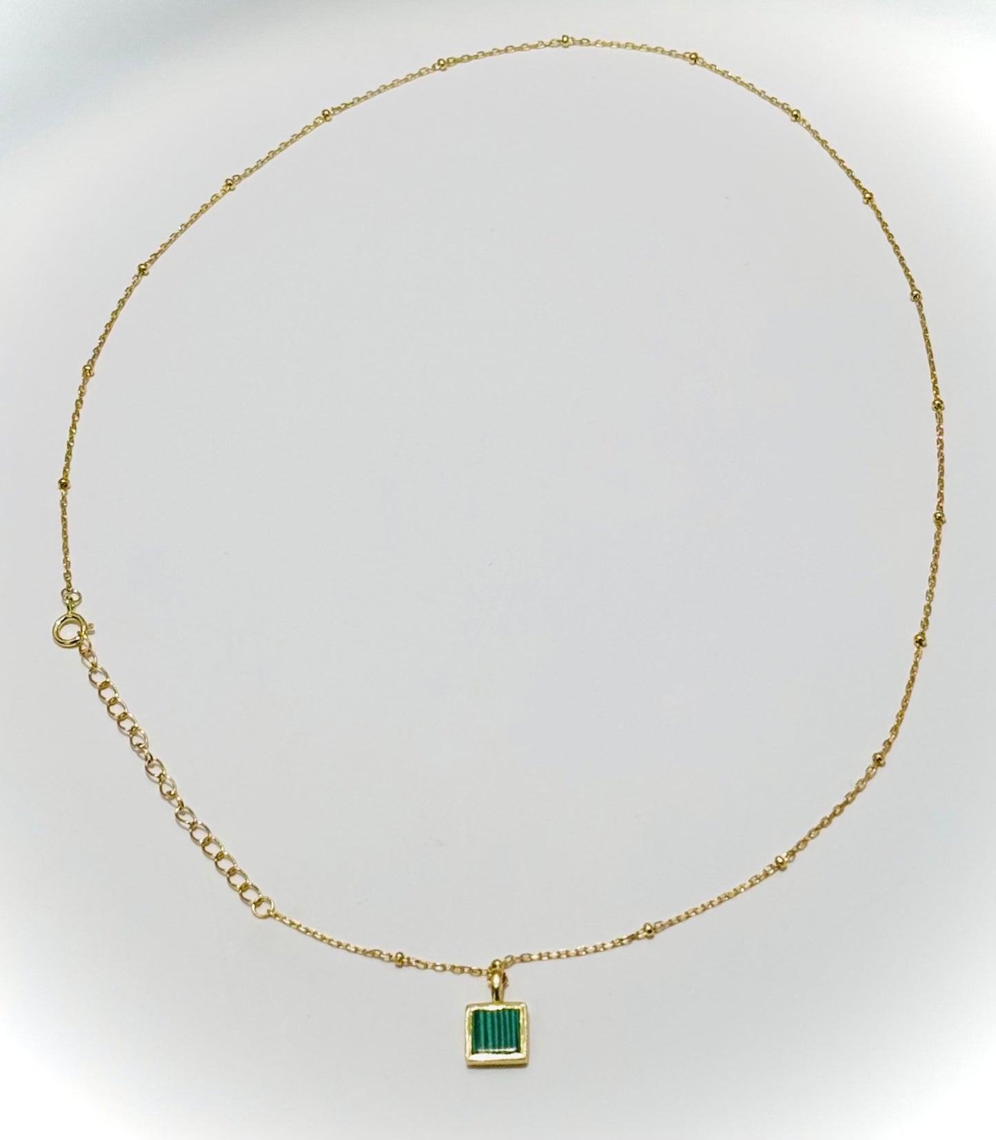 Golden Square Malachite Pendant Necklace