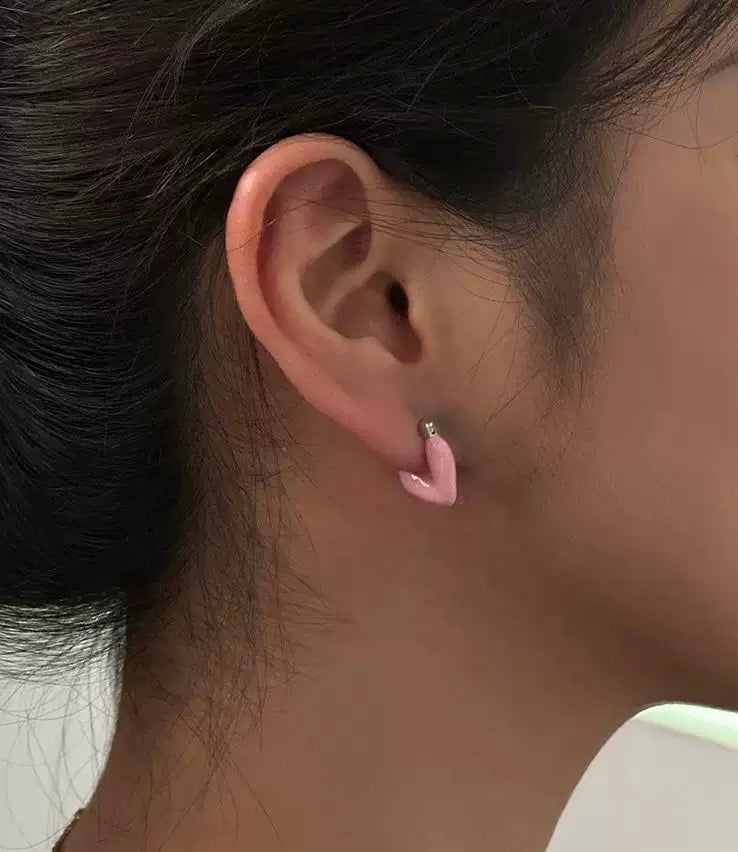 Blush Heart Huggie Earrings