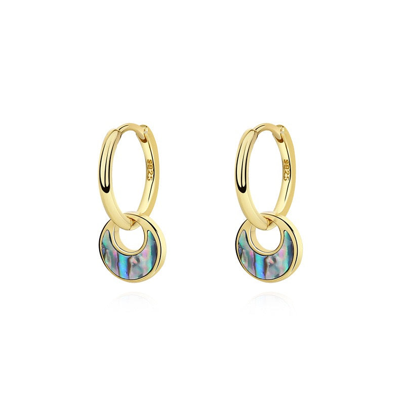 Golden Vintage Abalone Shell Hoop Earrings
