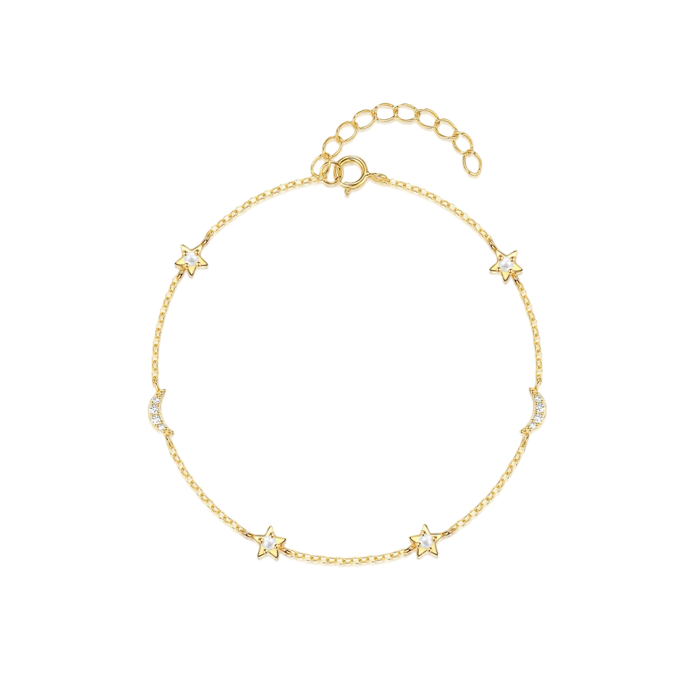 Moon and Star Pearl Bracelet