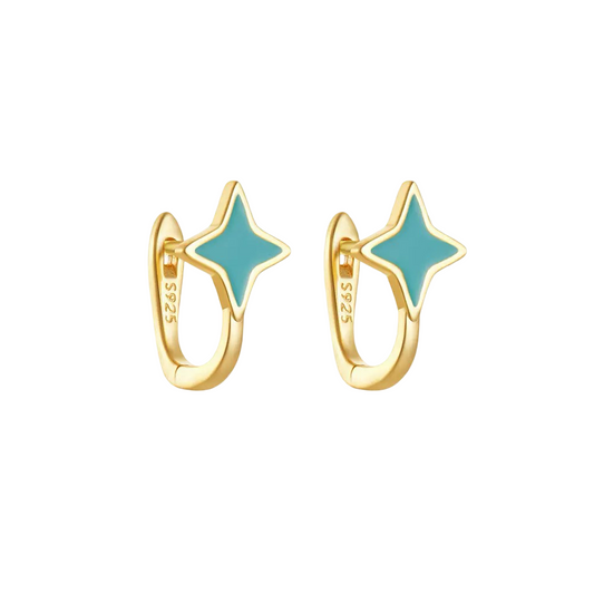 Golden Green Star Earrings