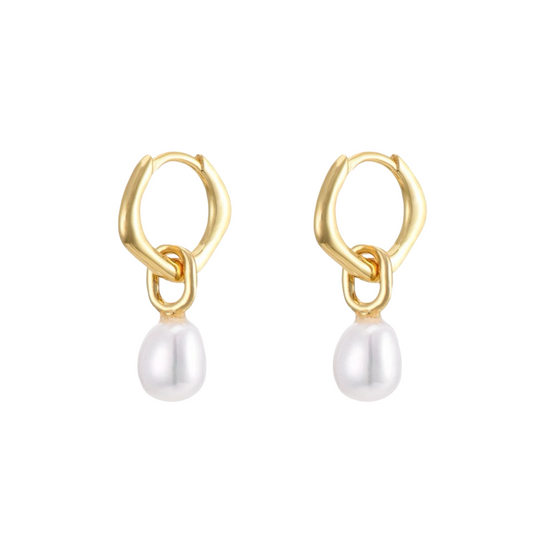 Golden Pearl Drop Earrings