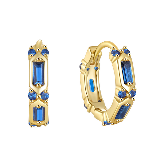 Blue Zirconia Huggie Earrings