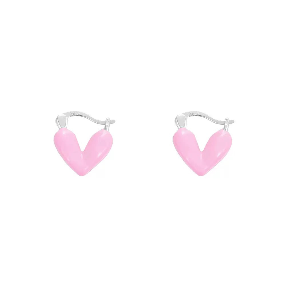 Blush Heart Huggie Earrings