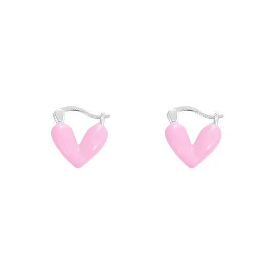 Blush Heart Huggie Earrings