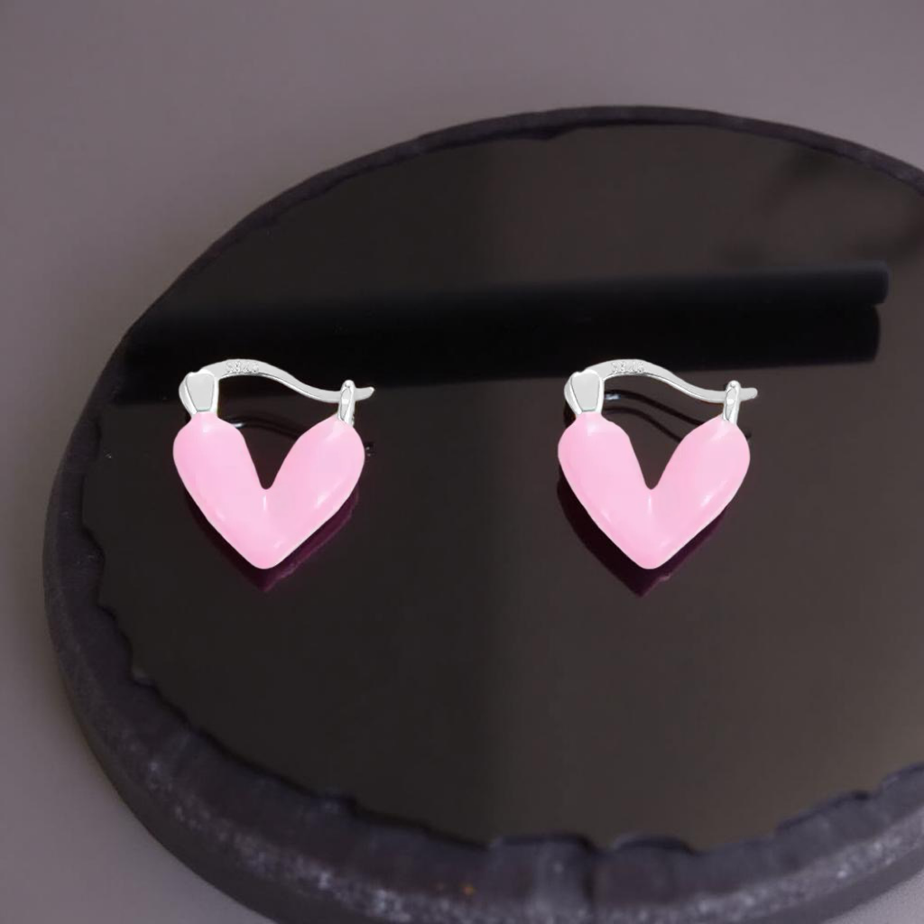 Blush Heart Huggie Earrings