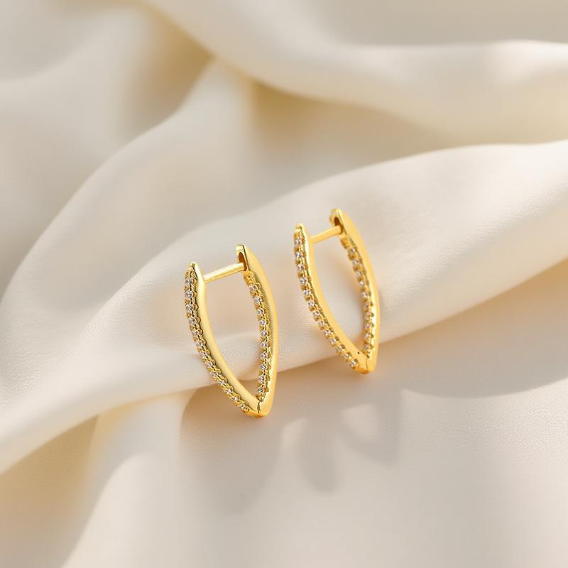 Golden Zircon Geometric Hoop Earrings