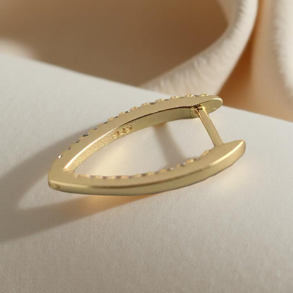 Golden Zircon Geometric Hoop Earrings