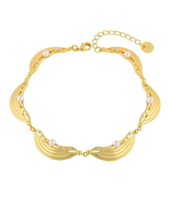 18K gold-plated Pearl Silk bracelet with pearl accents and CZ detail - GL.rareness