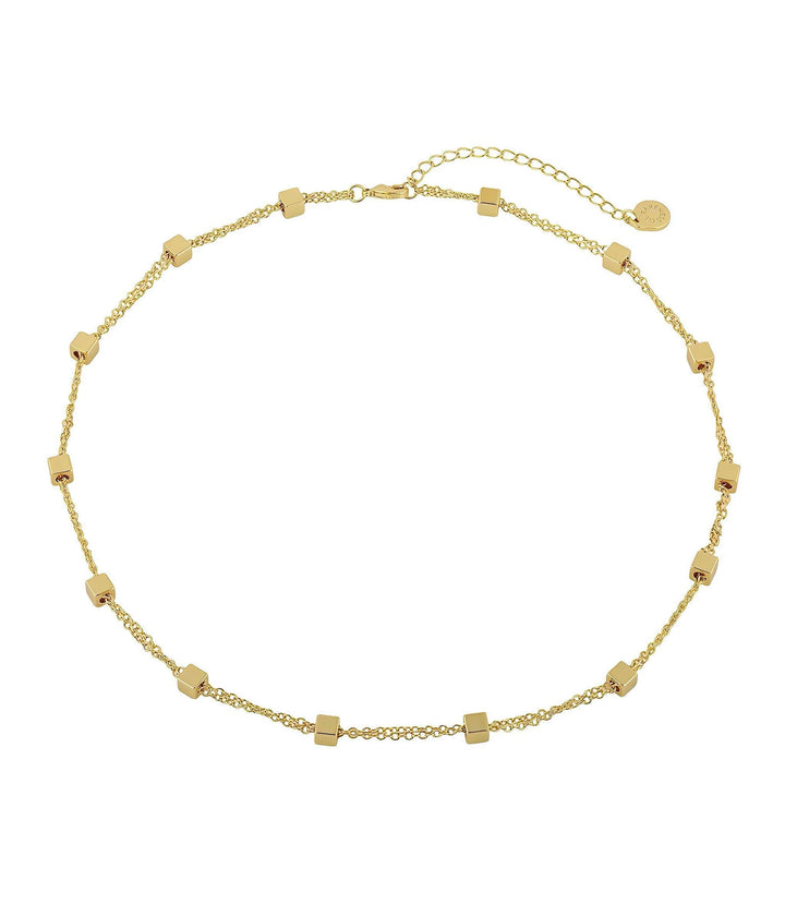 Square Dusted gold choker necklace close-up detail - GL.rareness