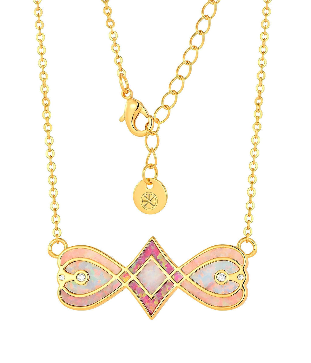 Gold opal pendant necklace worn at collarbone - GL.rareness