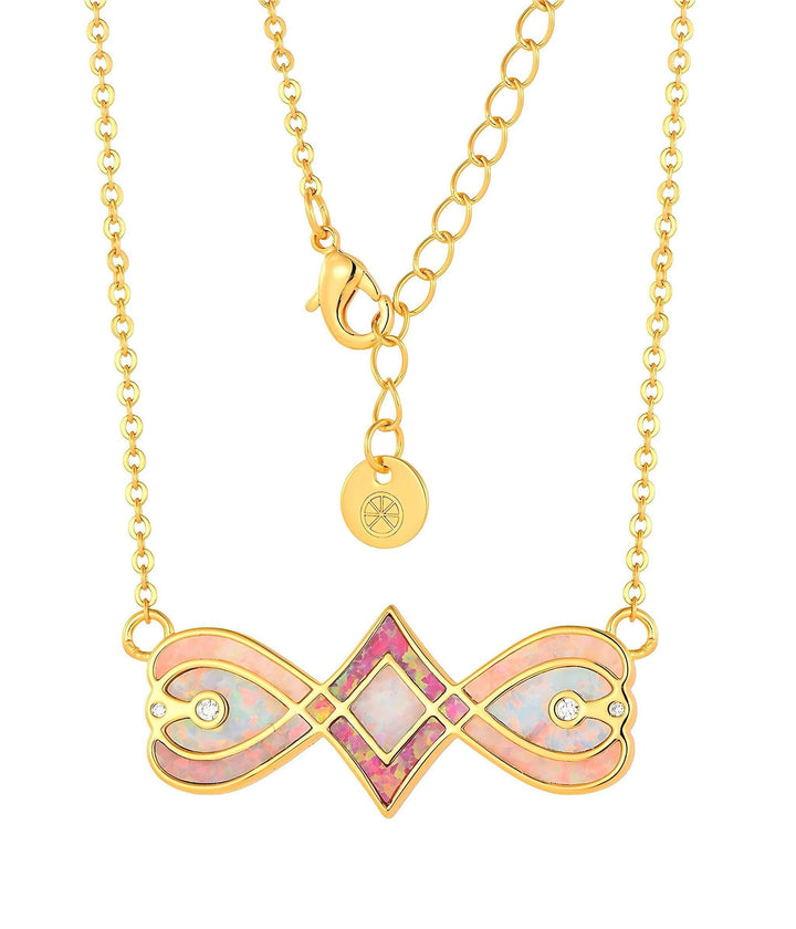 Gold opal pendant necklace worn at collarbone - GL.rareness