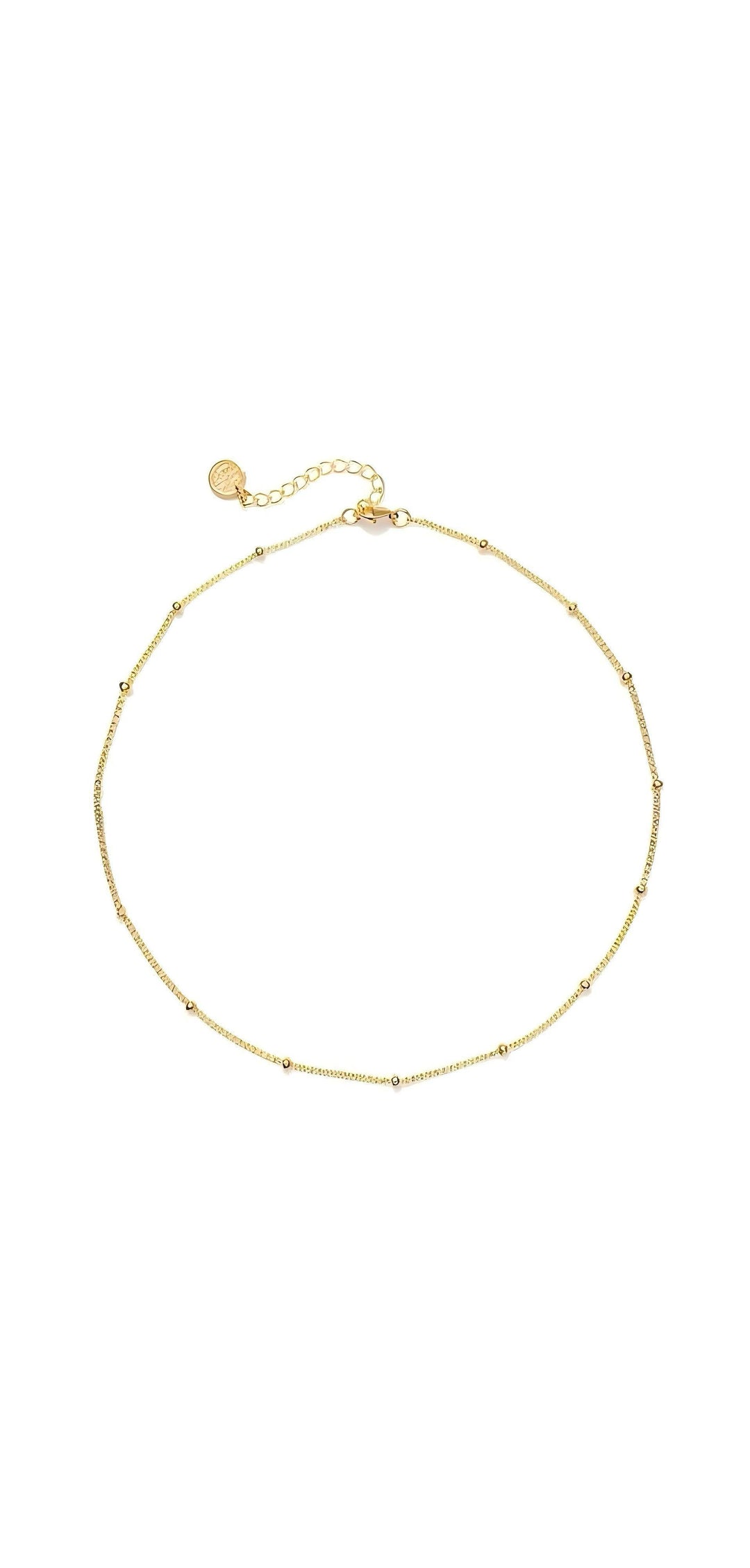 Gold satellite bead necklace set clasp and extension detail - GL.rareness