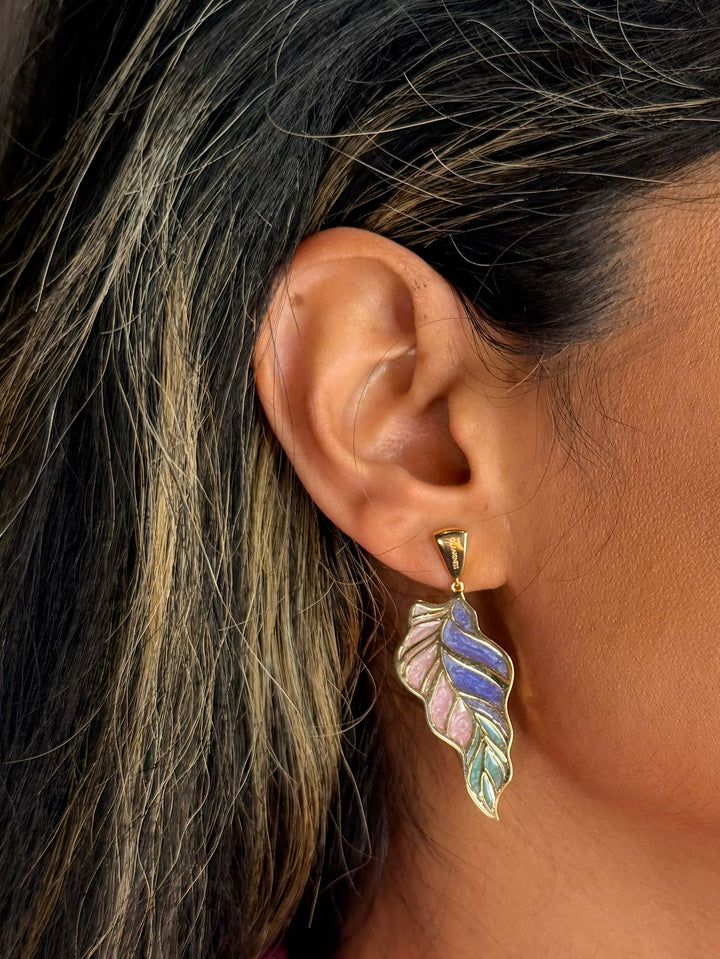 Elf Leaf drop earrings close-up showing openwork design - GL.rareness