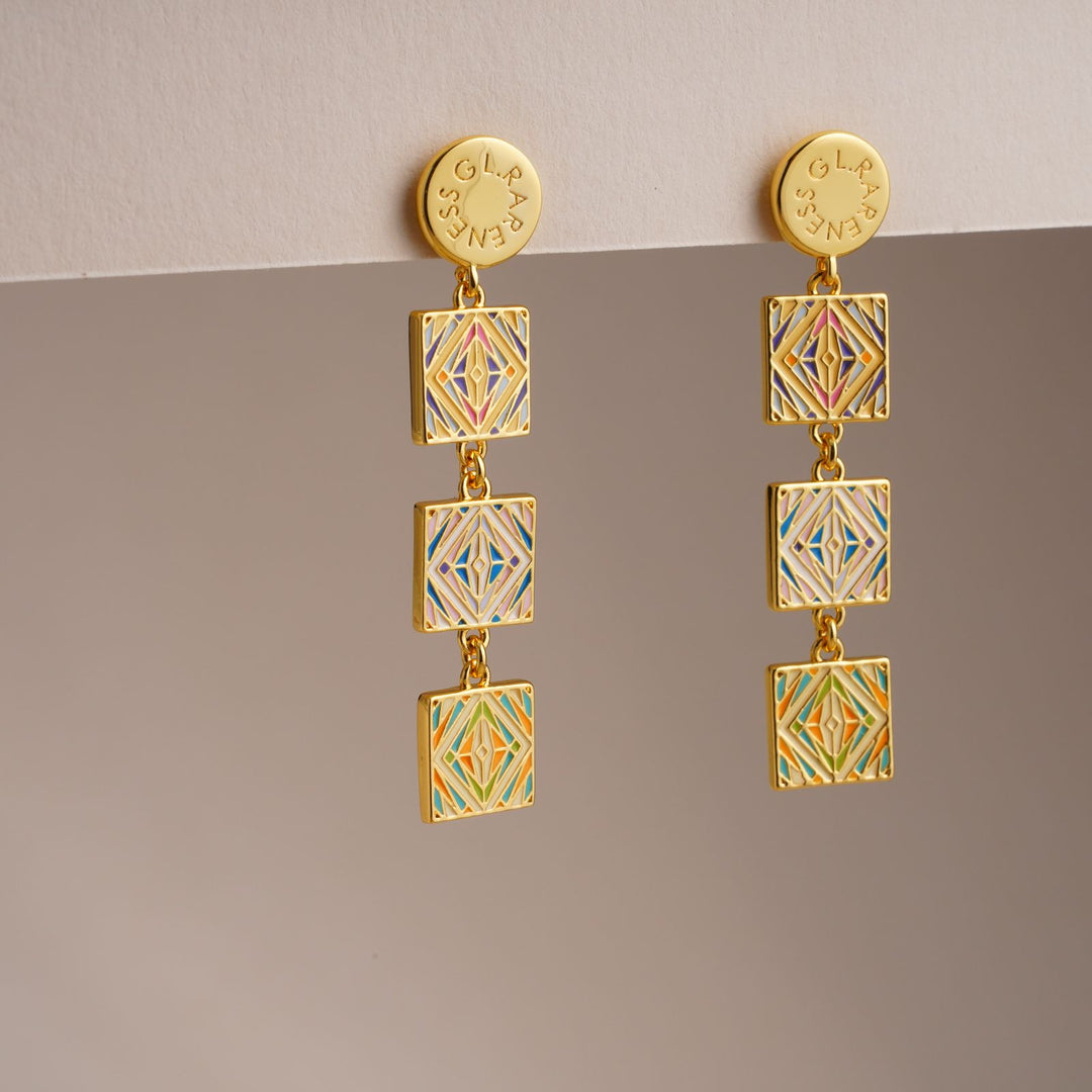 Moroccan tile earrings three color