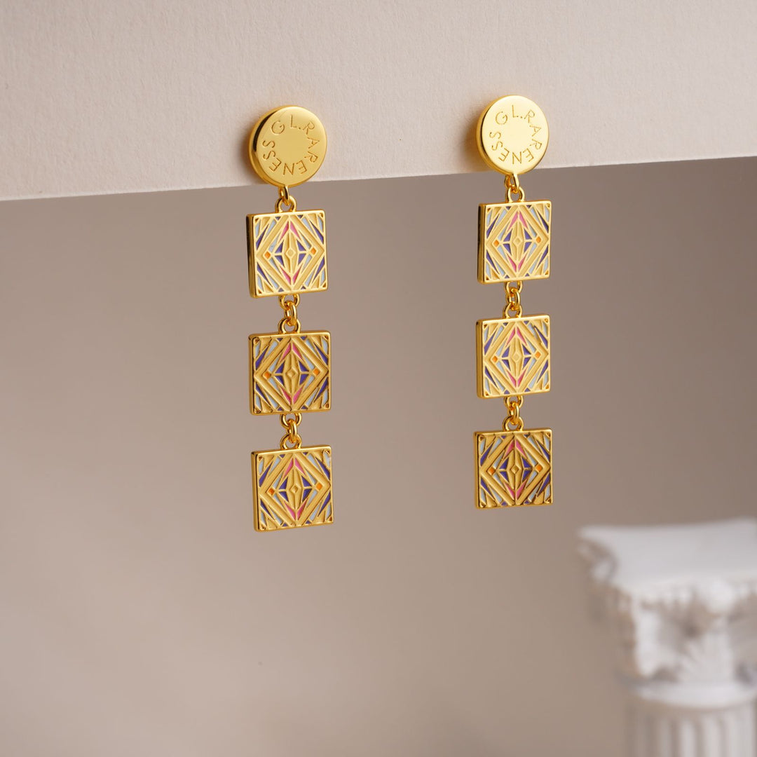 Moroccan tile earrings blue