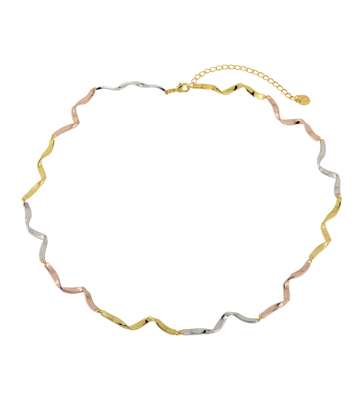 Silken Vow necklace of triple color front view