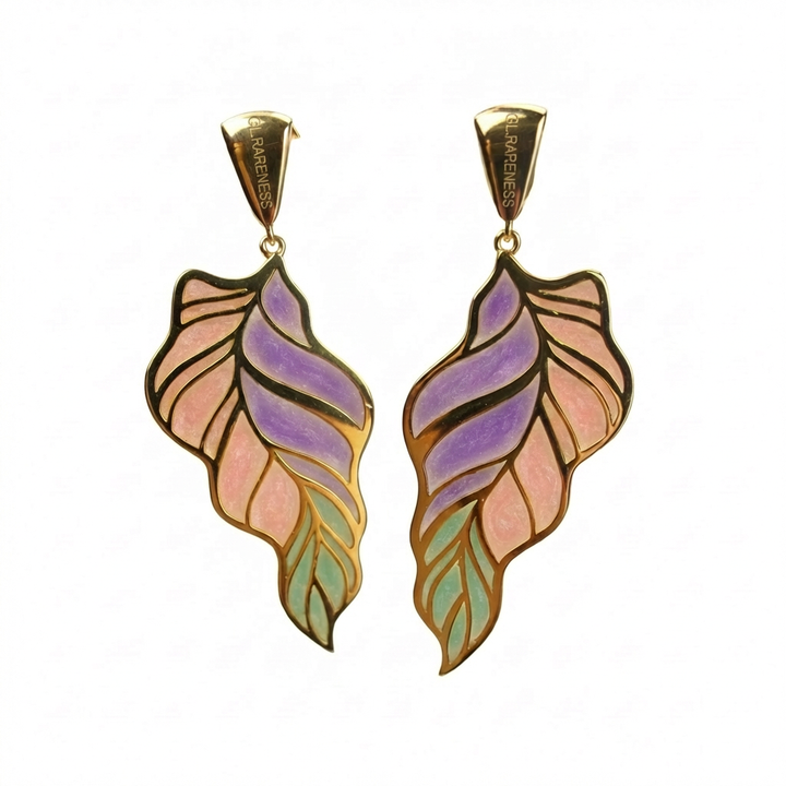 18K gold-plated Elf Leaf gradient resin wing drop earrings - GL.rareness