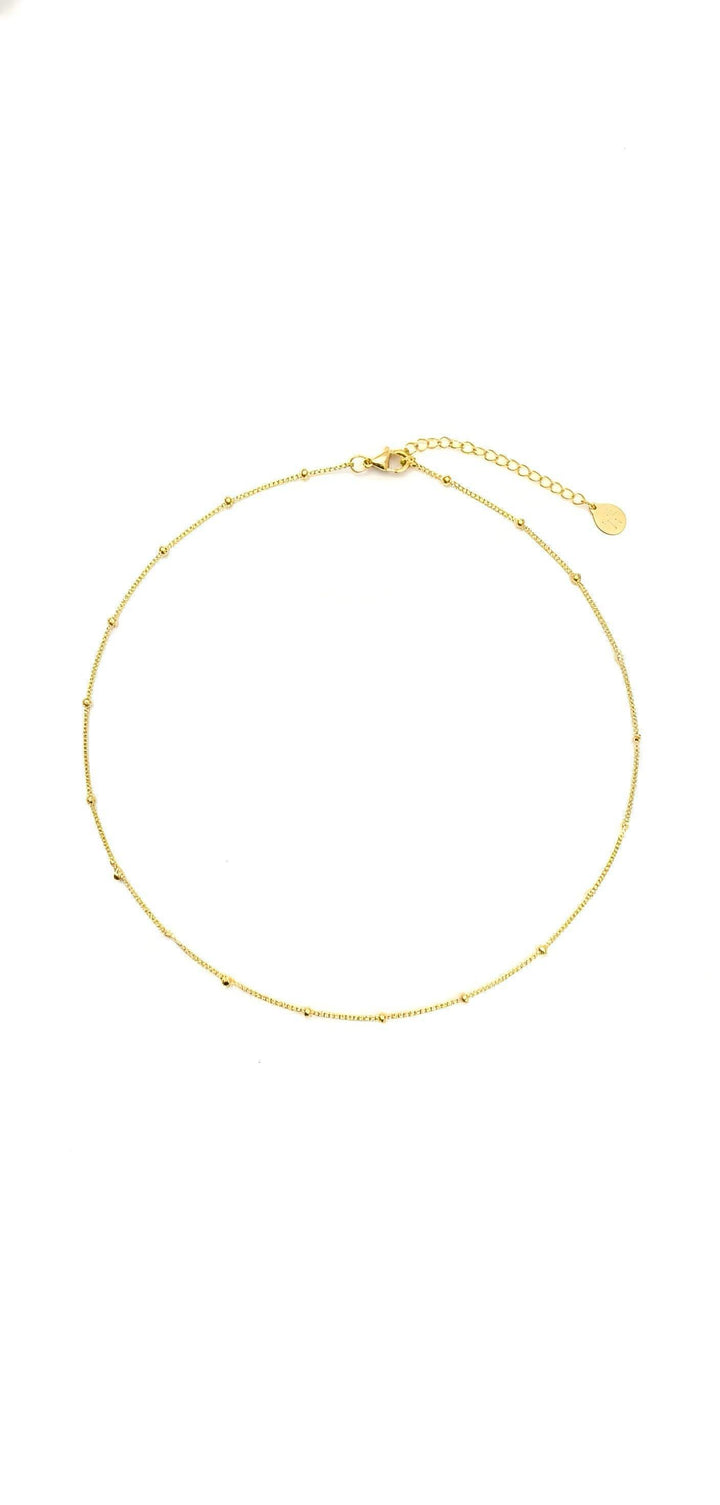 18K gold triple-layered satellite chain necklace set with gold spheres - GL.rareness