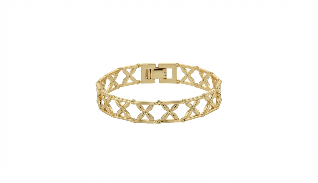 18K gold-plated four leaf clover bracelet with cubic zirconia accents - GL.rareness