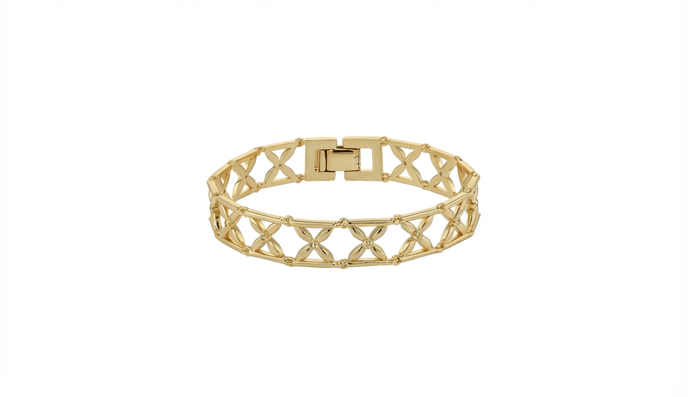 18K gold-plated four leaf clover bracelet with cubic zirconia accents - GL.rareness