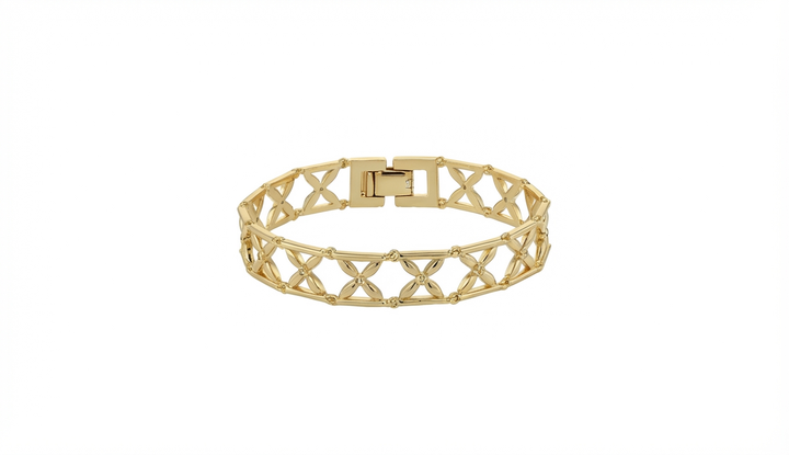 18K gold-plated four leaf clover bracelet with cubic zirconia accents - GL.rareness